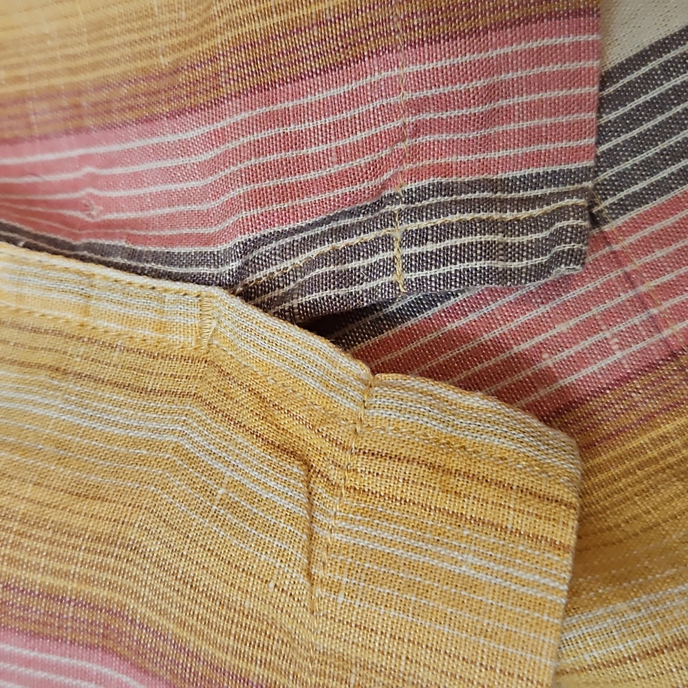 Lucky Brand Short Sleeve Button Up Shirt Linen Blend StripesMen's Large - Picture 13 of 15